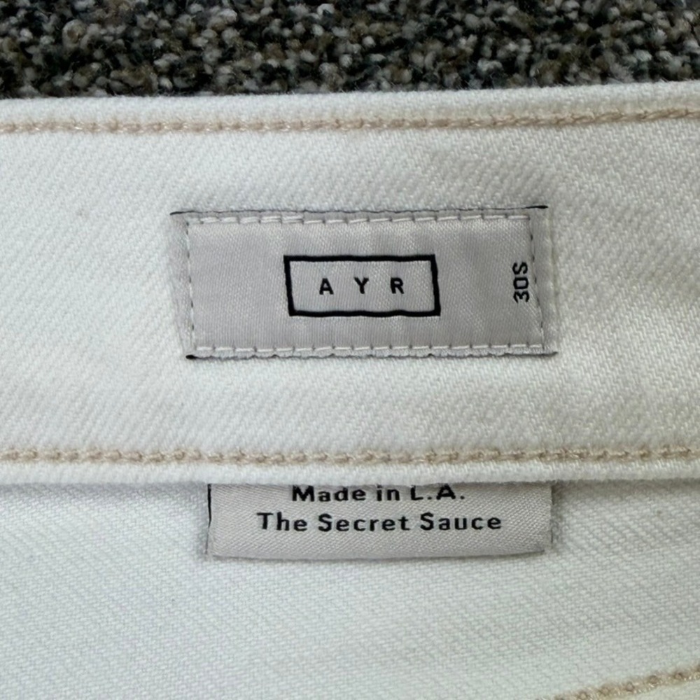 AYR The Secret Sauce Wide Leg Jeans Off White Cream High Rise Size 30S USA Made - Picture 6 of 13